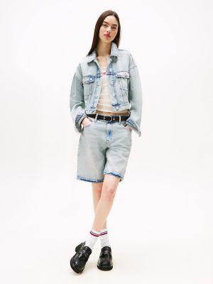 blue mia relaxed denim bermuda shorts for women tommy jeans