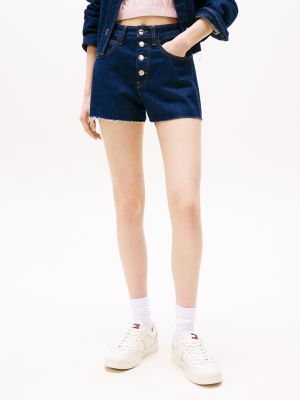 blue button fly regular denim shorts for women tommy jeans