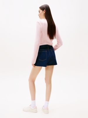 blue button fly regular denim shorts for women tommy jeans