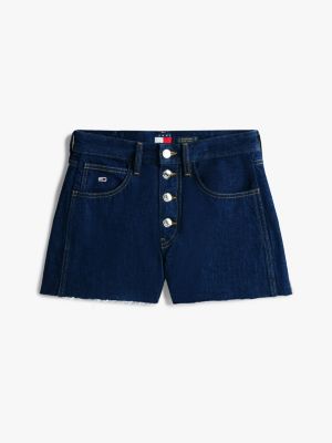 blau regular fit jeans-shorts mit knopfleiste für damen - tommy jeans