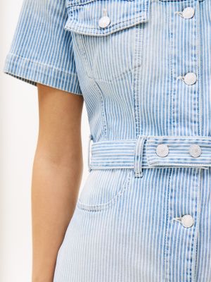 blue button denim mini dress for women tommy jeans