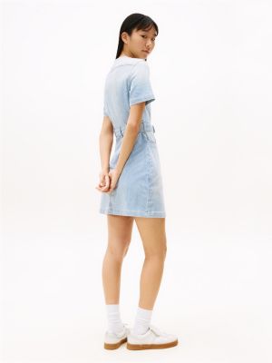 blue button denim mini dress for women tommy jeans