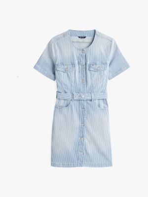 blau jeans-minikleid mit knopfleiste für damen - tommy jeans