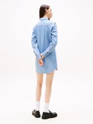 blue mini denim shirt dress for women tommy jeans