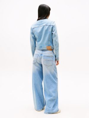giacca trucker regular fit sbiadita in denim blu da donne tommy jeans