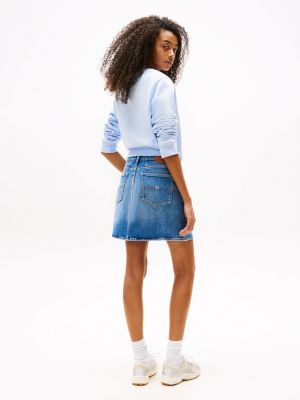 blue faded denim mini mom skirt for women tommy jeans