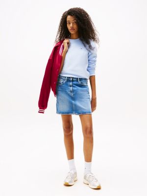 blue faded denim mini mom skirt for women tommy jeans