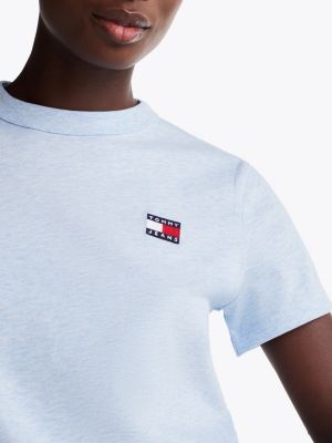 blau tommy badge rundhals-t-shirt für damen - tommy jeans