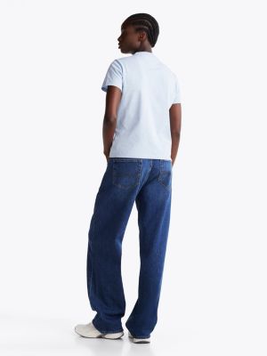 blau tommy badge rundhals-t-shirt für damen - tommy jeans