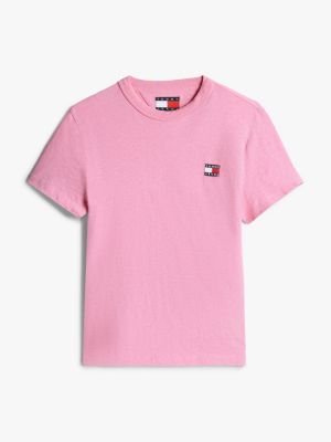 pink tommy badge crew neck t-shirt for women tommy jeans