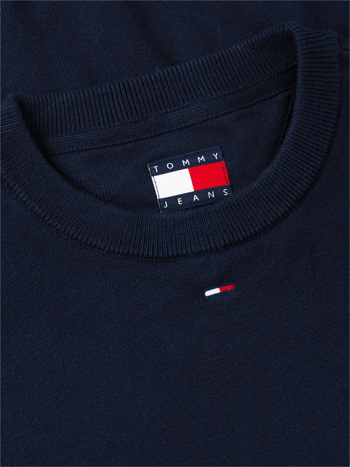 Flag Embroidery Crew Neck Jumper — Blue