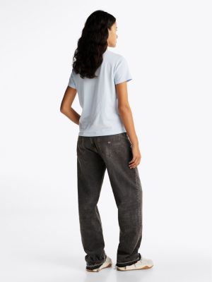 t-shirt à logo floral bleu pour femmes tommy jeans