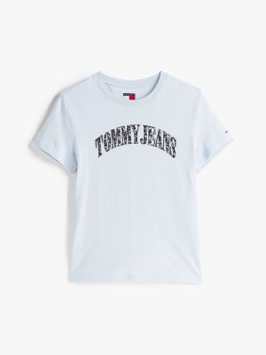 blue floral logo t-shirt for women tommy jeans