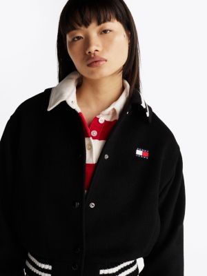 multi varsity cropped bomber jacket for women tommy jeans