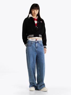 multi varsity cropped bomber jacket for women tommy jeans