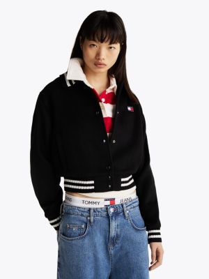 multi varsity cropped bomber jacket for women tommy jeans