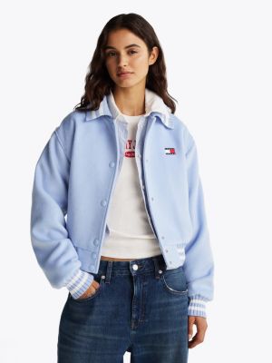 bomber crop varsity con colletto multi da donne tommy jeans