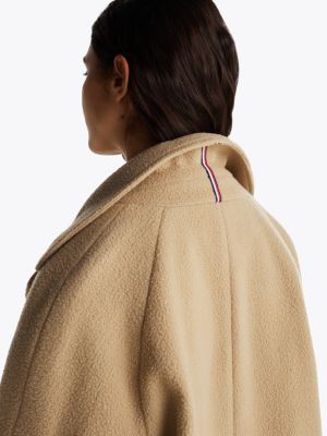 beige single breasted wool blend coat for women tommy jeans