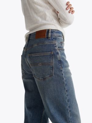 blau mia relaxed straight jeans mit mittelhohem bund für damen - tommy jeans