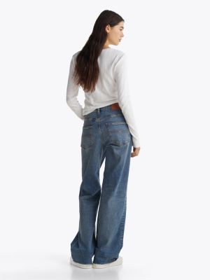 blau mia relaxed straight jeans mit mittelhohem bund für damen - tommy jeans