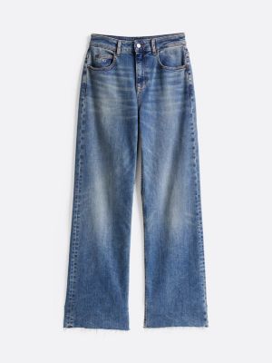 blau mia relaxed straight jeans mit mittelhohem bund für damen - tommy jeans