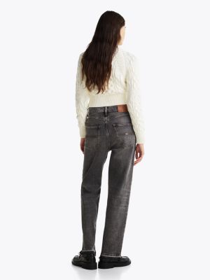 grey layla high rise slim straight jeans for women tommy jeans