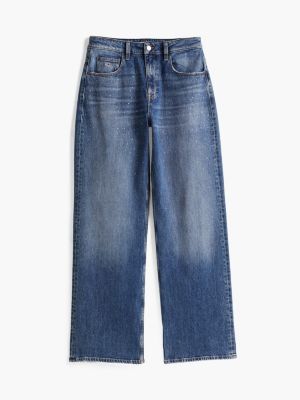 vaqueros mia de talle medio con pernera recta azul de mujeres tommy jeans