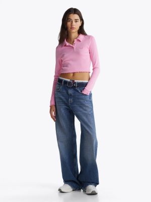 jean droit décontracté mia brillant taille mi-haute blue pour femmes tommy jeans