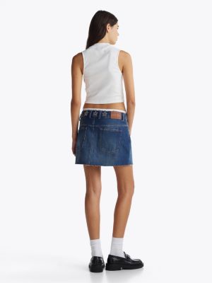 white slim mock turtleneck cropped tank top for women tommy jeans