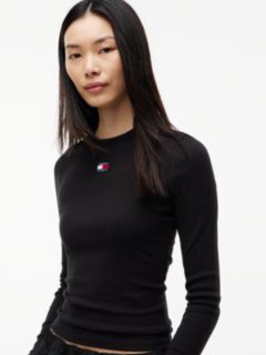Tommy Badge Slim Long Sleeve T-Shirt — Black 3