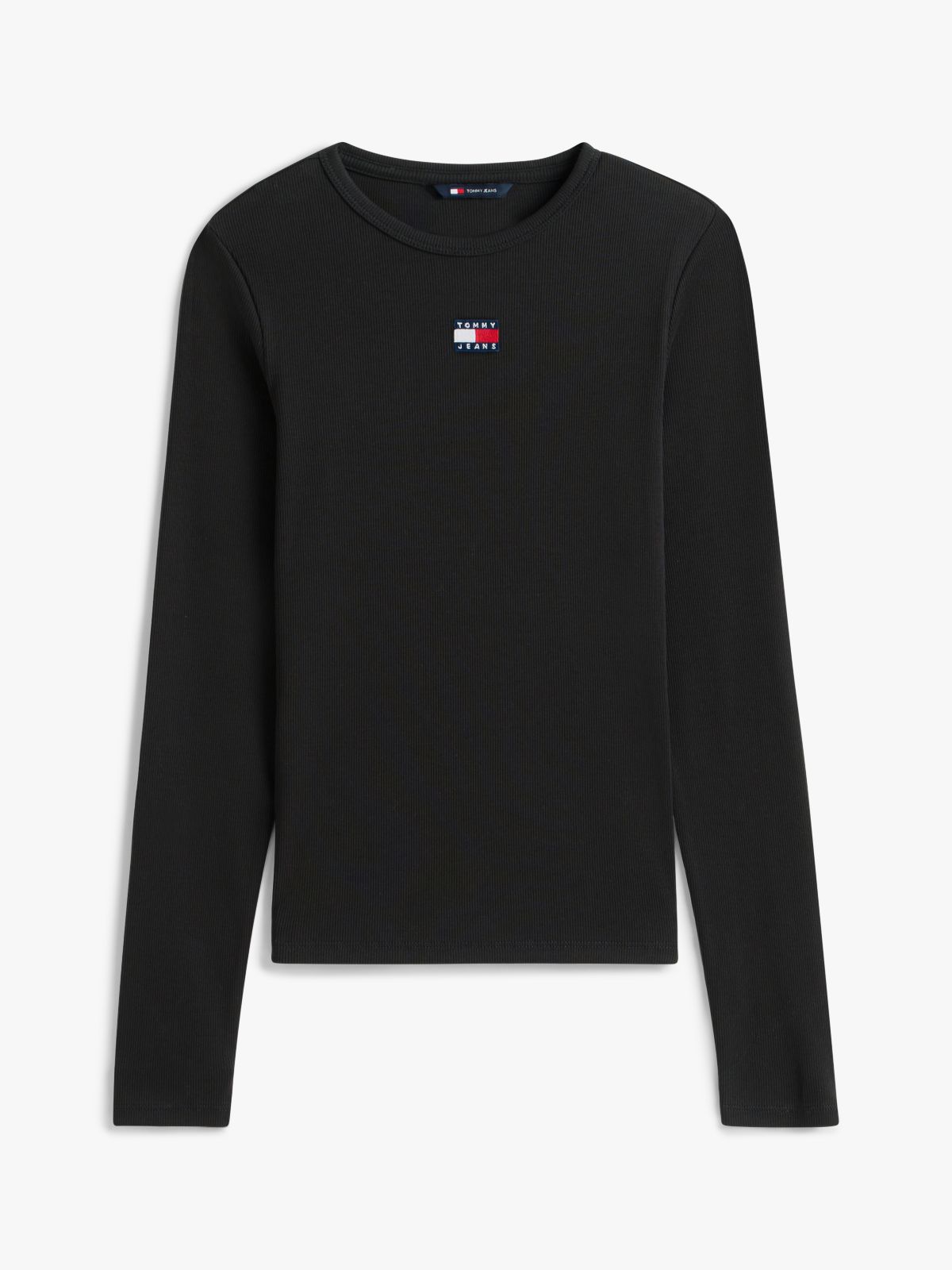 Tommy Badge Slim Long Sleeve T-Shirt — Black