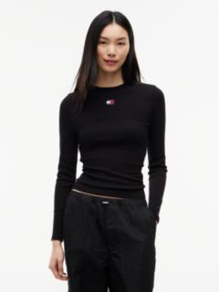 Tommy Badge Slim Long Sleeve T-Shirt — Black 1