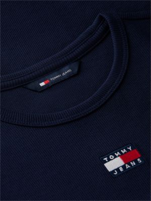blue tommy badge slim long sleeve t-shirt for women tommy jeans
