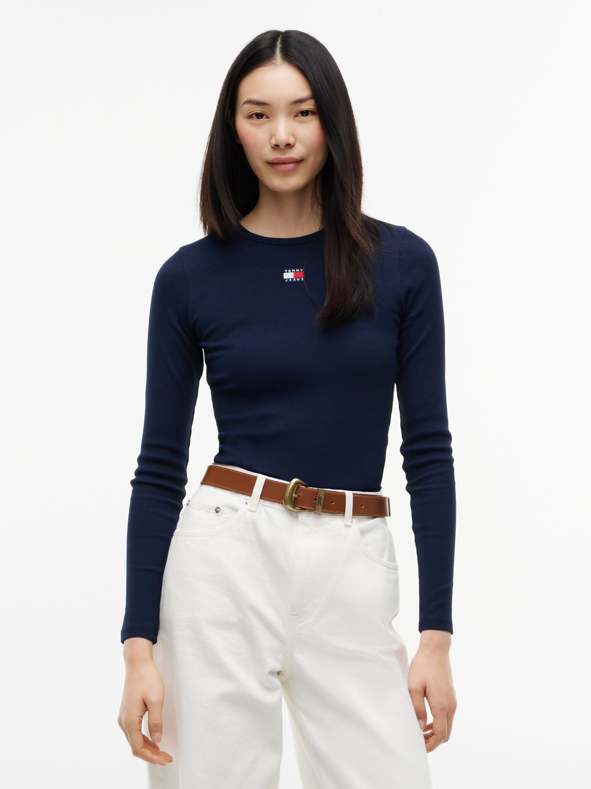 Tommy Badge Slim Long Sleeve T-Shirt — Blue