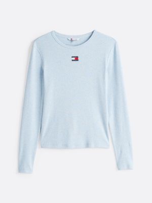 blue slim long sleeve t-shirt for women tommy jeans