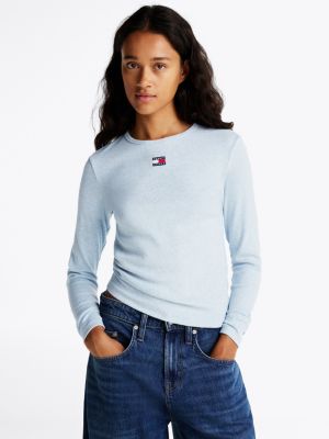 blue slim fit longsleeve t-shirt voor dames - tommy jeans