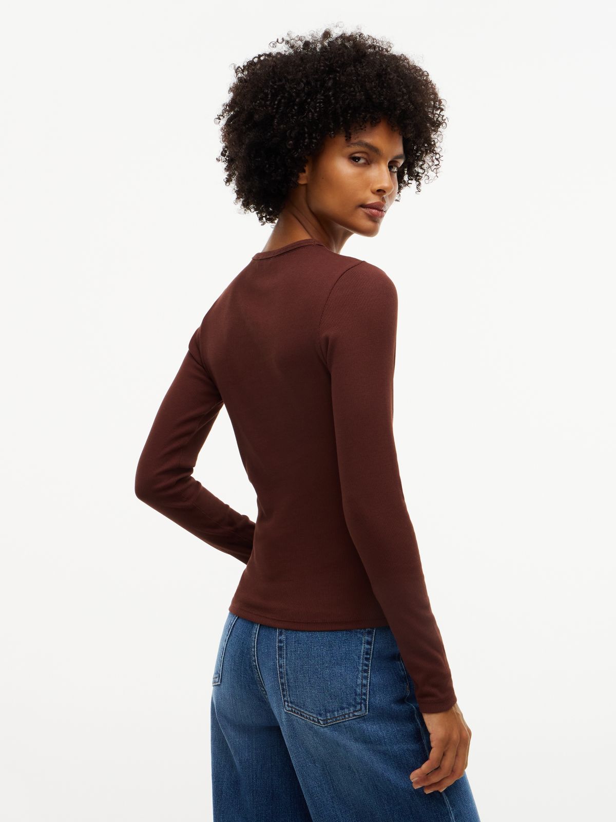 Tommy Badge Slim Long Sleeve T-Shirt — Brown