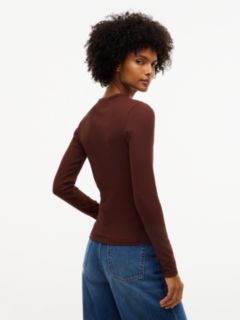 Tommy Badge Slim Long Sleeve T-Shirt — Brown 4