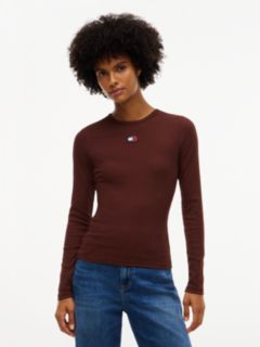 Tommy Badge Slim Long Sleeve T-Shirt — Brown 1