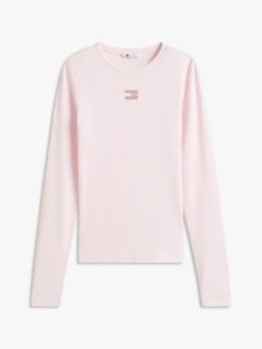 Tommy Badge Slim Long Sleeve T-Shirt — Pink 5
