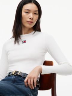 Tommy Badge Slim Long Sleeve T-Shirt — White 3