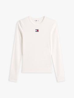 Tommy Badge Slim Long Sleeve T-Shirt — White 5