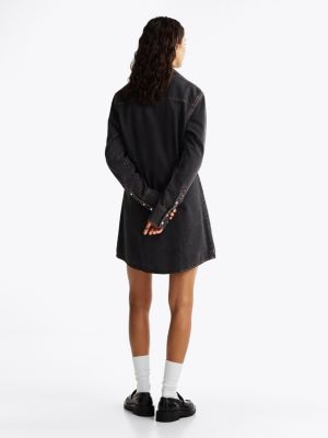 black western denim mini shirt dress for women tommy jeans