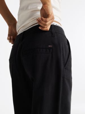 pantalón mia con corte amplio negro de mujeres tommy jeans