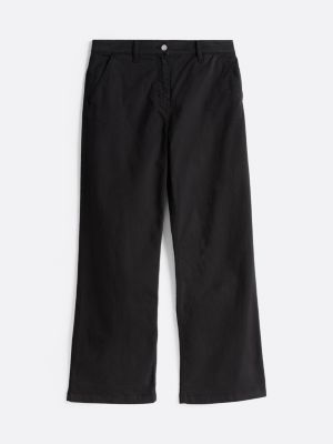 black mia mid rise relaxed straight trousers for women tommy jeans