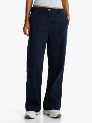 blau mia relaxed straight fit hose mit mittelhohem bund für damen - tommy jeans