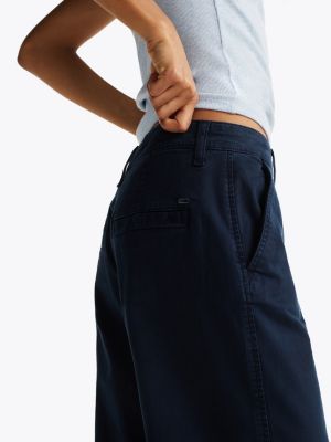 blau mia relaxed straight fit hose mit mittelhohem bund für damen - tommy jeans