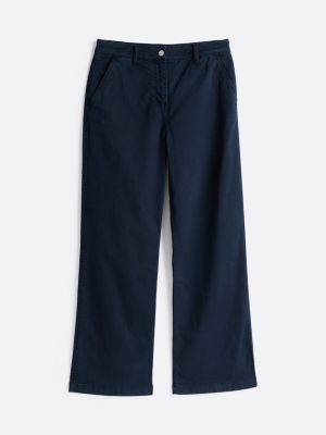 blue mia mid rise relaxed straight trousers for women tommy jeans