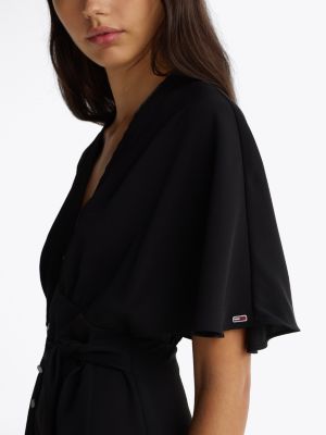 robe courte à manches papillon noir pour femmes tommy jeans