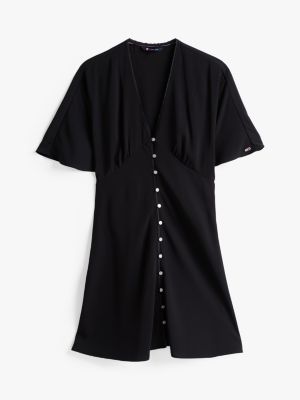 schwarz minikleid mit schmetterlingsärmeln für damen - tommy jeans